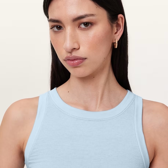 ALLSAINTS Rina Crew Neck Ribbed TankTop Powder Blue TENCEL™ Lyocell Stretch US 0 - Picture 13 of 14